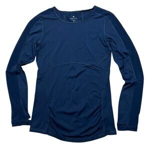 Athleta Women's Long Sleeve Mesh Pieced Activewear Top in Pacific Blue - size XS